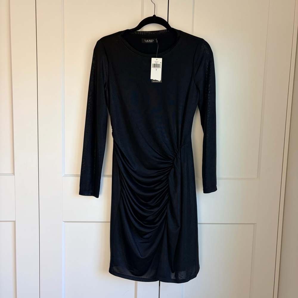 Lauren Ralph Lauren Black Sheer Long Sleeve Dress | 4